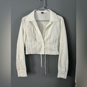 White cropped button up